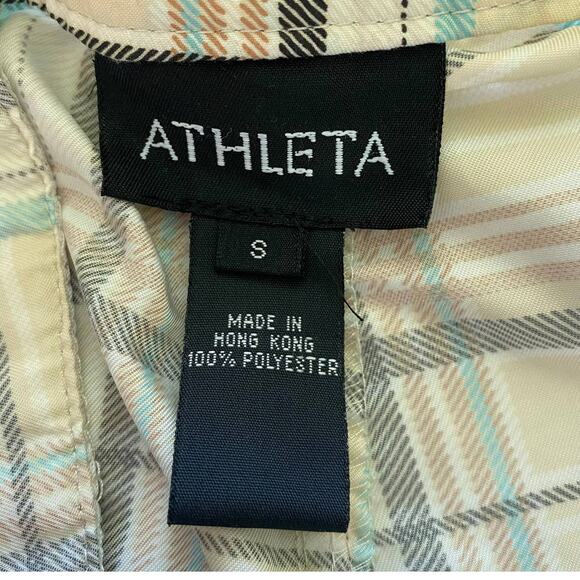 Athleta Women's Hook and Loop Closure Brown Beige Plaid Pants Size 8 EUC Golf - Picture 3 of 11